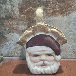 Paper Mache Santa Basket Candy Container Christmas Decoration